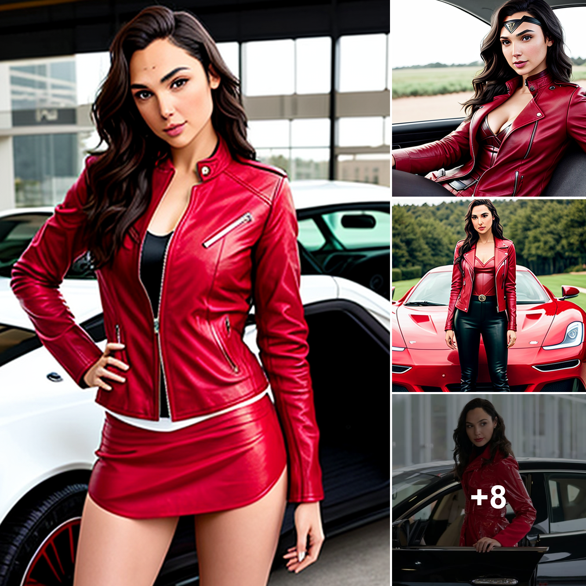 Gal Gadot’s Bold Declaration: Posing with a Stunning Ride in a Luxurious Red Leather Jacket