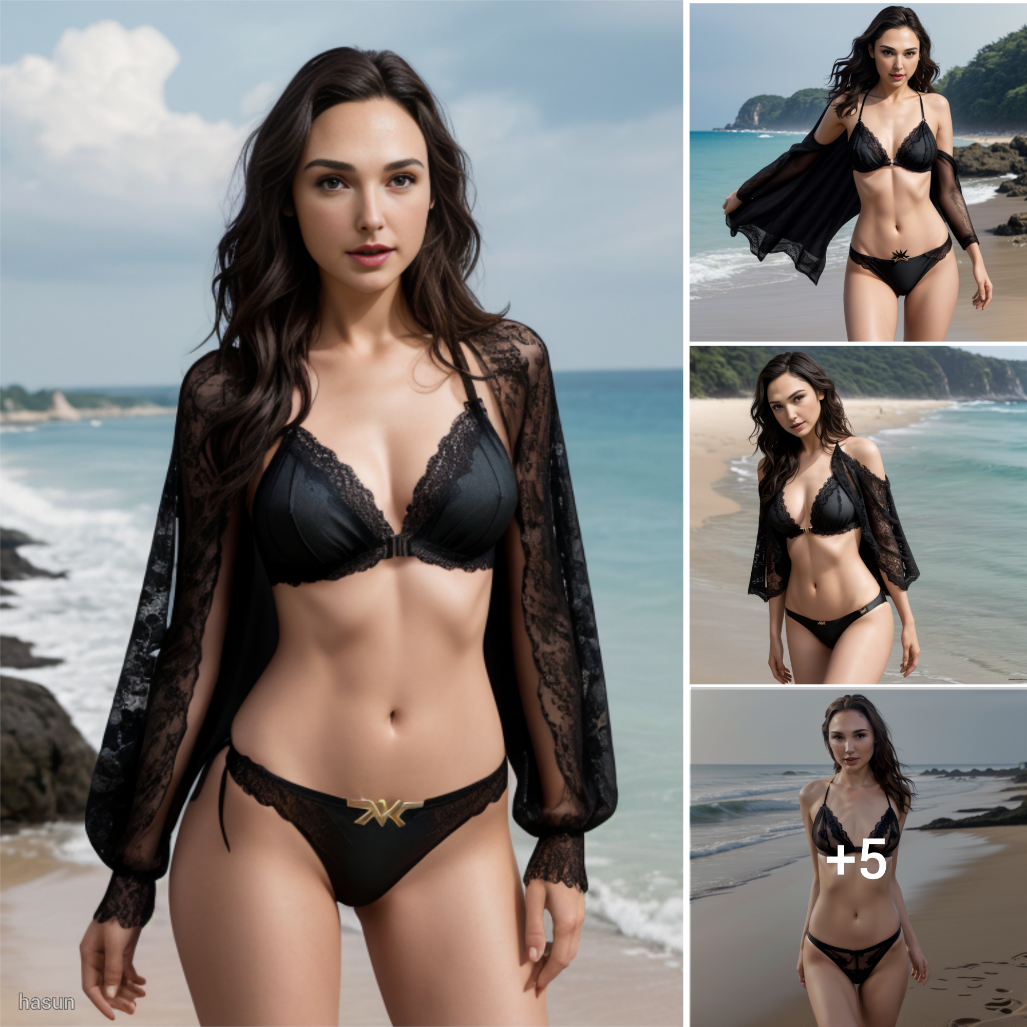 Gal Gadot’s Enchanting Beach Look in a Stylish Black Bikini