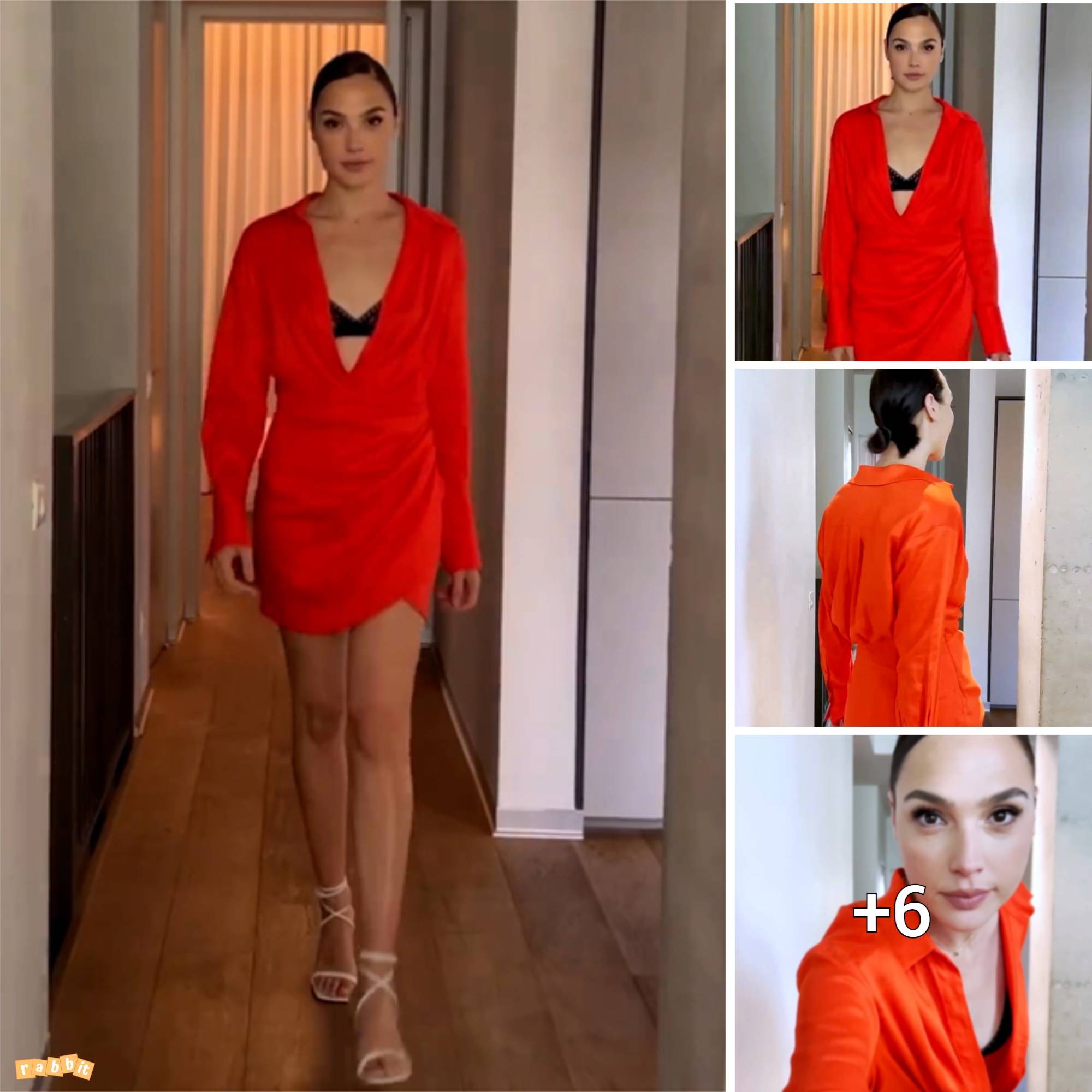 Gal Gadot Stuns in Short Orange Dress, Showcasing Elegance and Grace