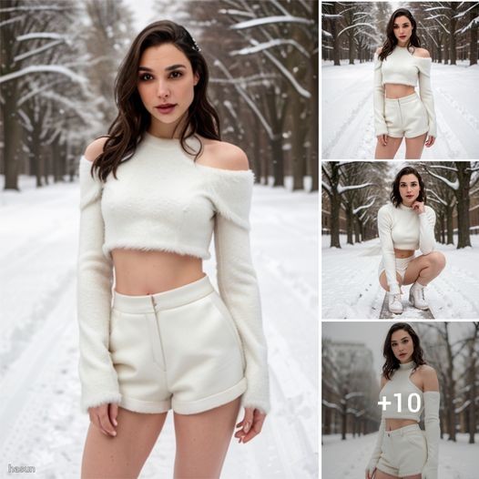 Captivating the Winter Spirit: Gal Gadot’s Enchanting Elegance Dazzles in a Timeless Ivory Knit Crop Top and Luxurious Furry Footwear