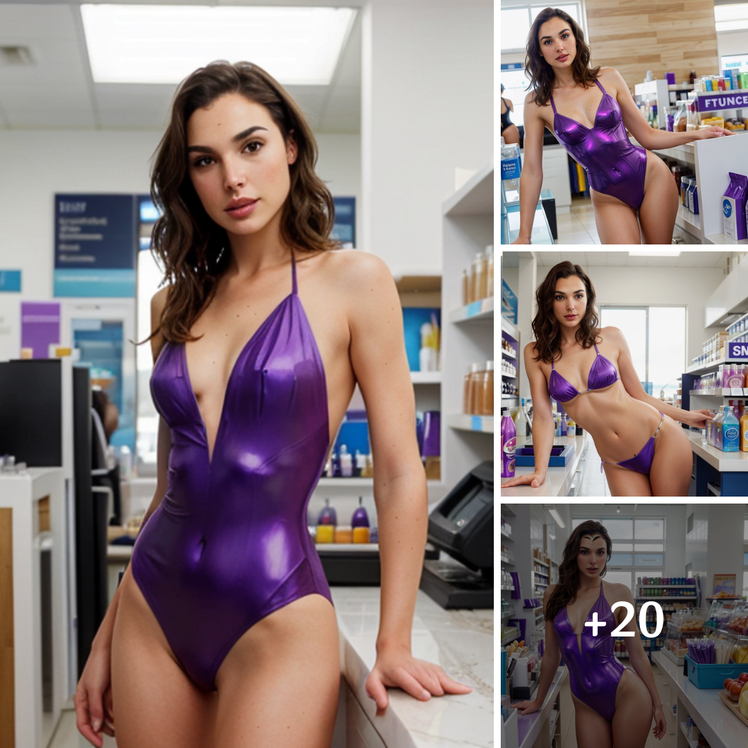 Gal Gadot effortlessly exudes timeless allure in a lilac bathing suit, capturing hearts on the shore with her irresistible charisma.