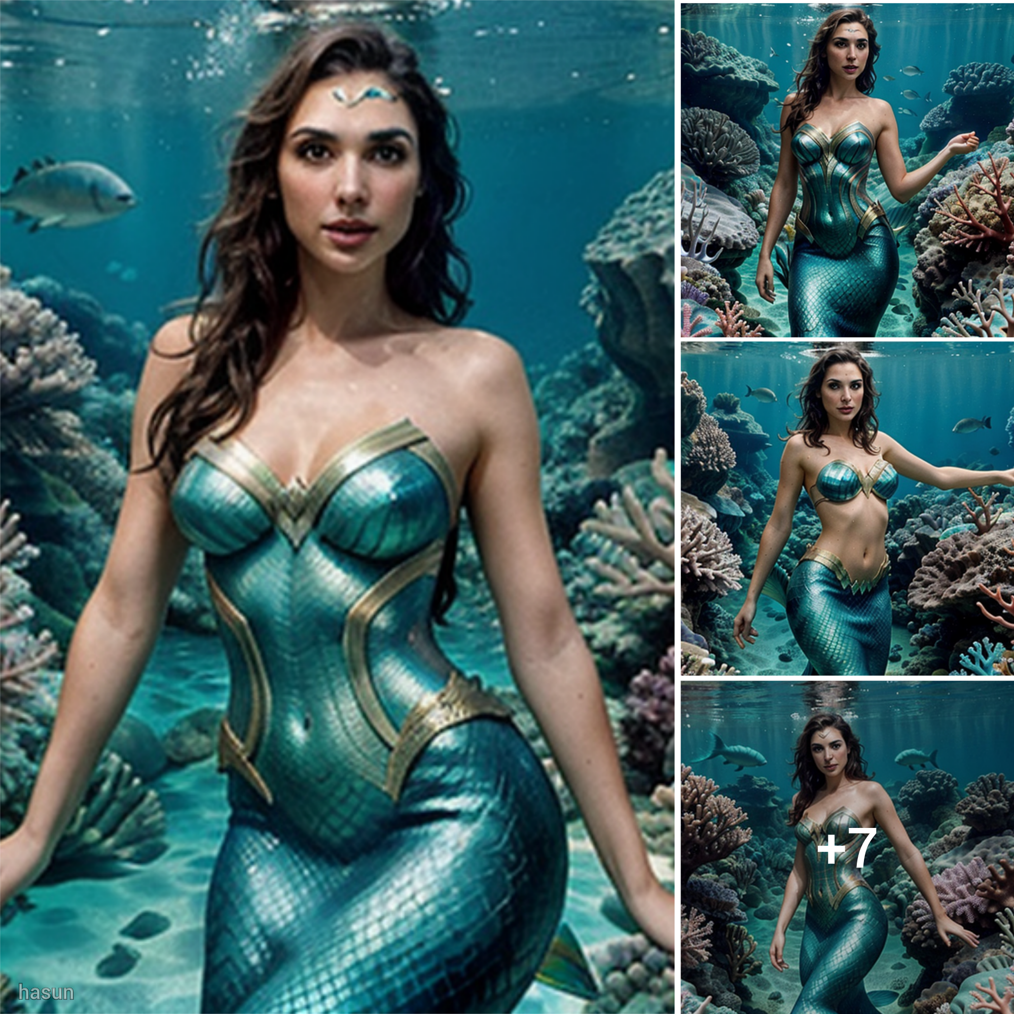 Gal Gadot’s Enchanting Metamorphosis: A Deep Dive into Wonder as the Actress Transforms into a Mermaid Amidst Underwater Coral Gardens