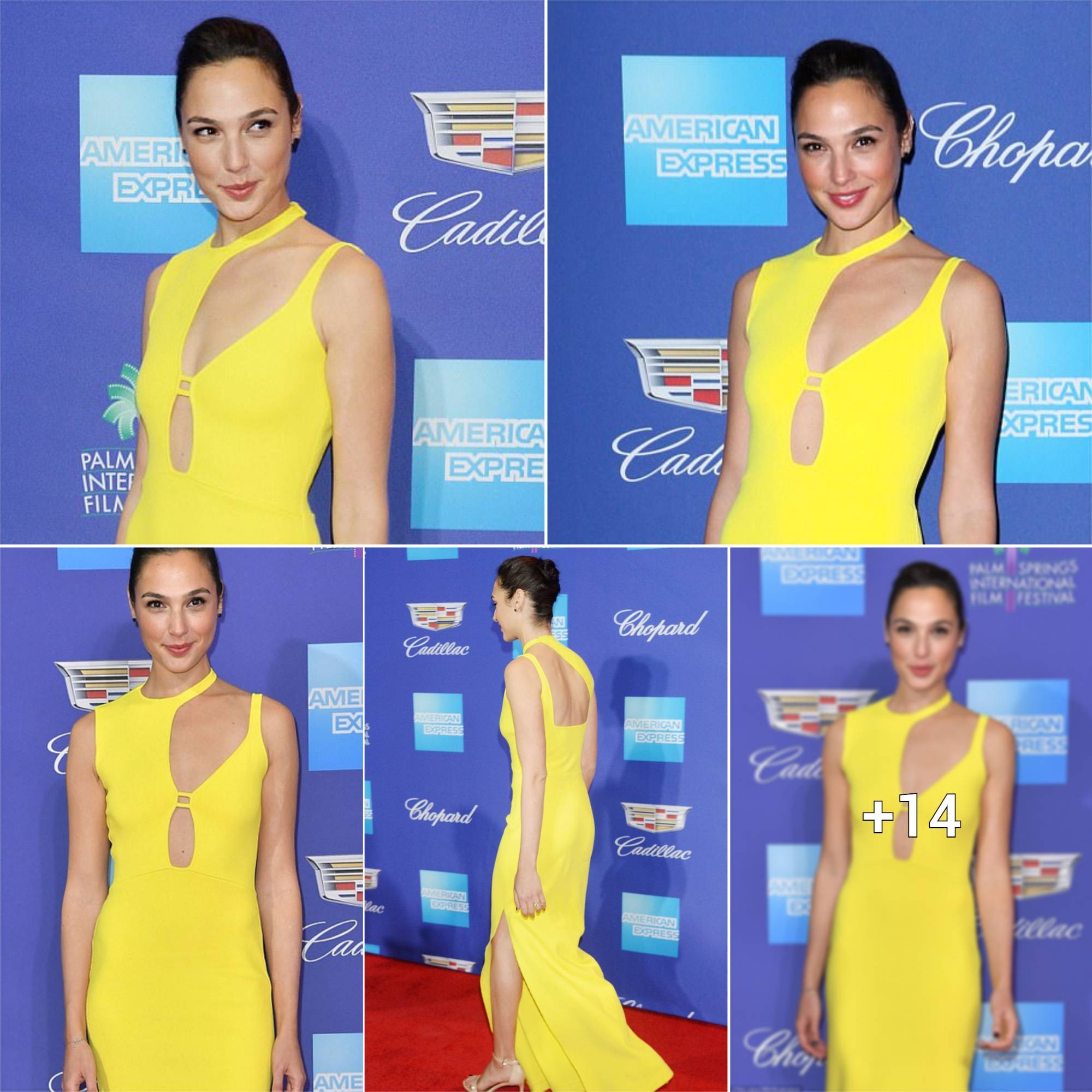 Sun-Kissed Beauty: Gal Gadot Shines in Stunning Yellow Cut-Out Gown at Palm Springs Film Festival