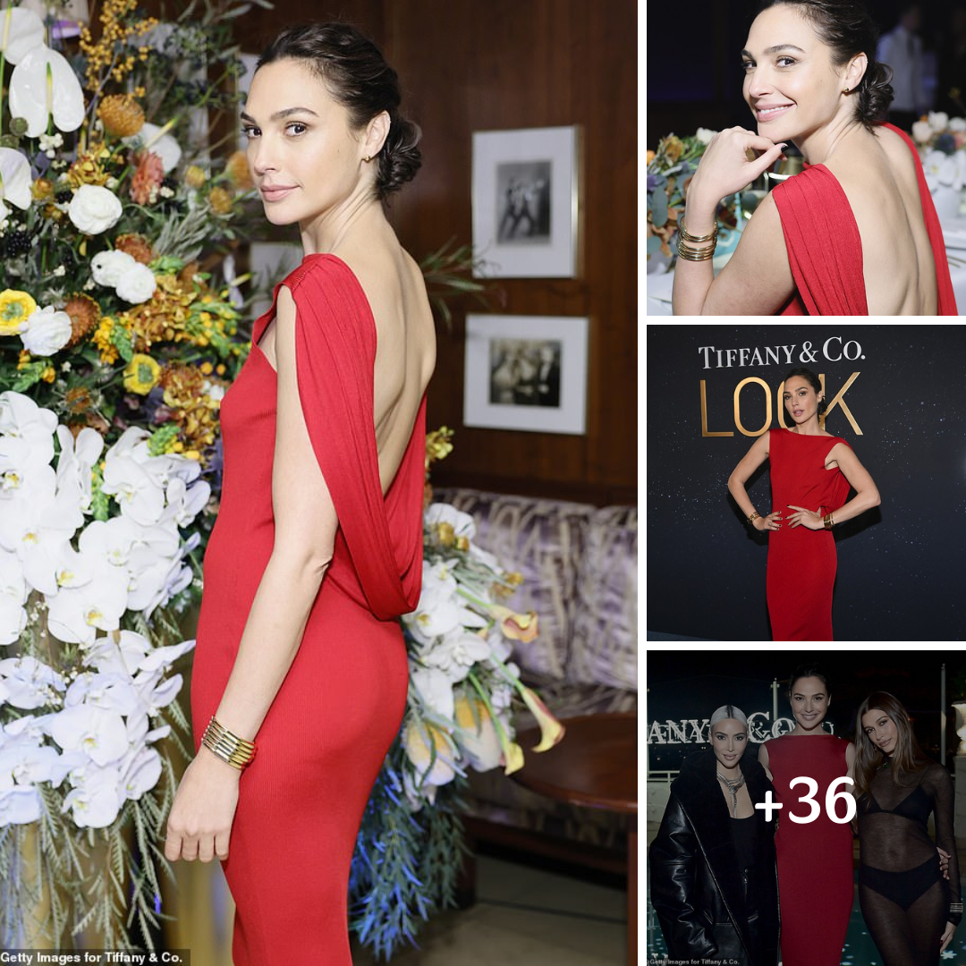 Gal Gadot turns heads in a slinky scarlet backless gown