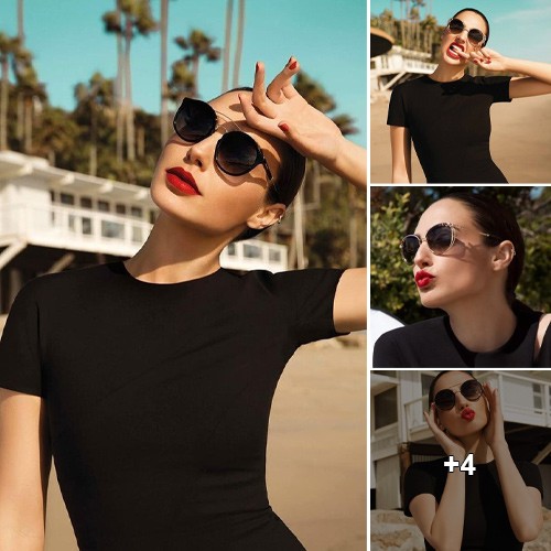 Channeling Chic: Gal Gadot’s Effortless Style with Shades and Crimson Pout