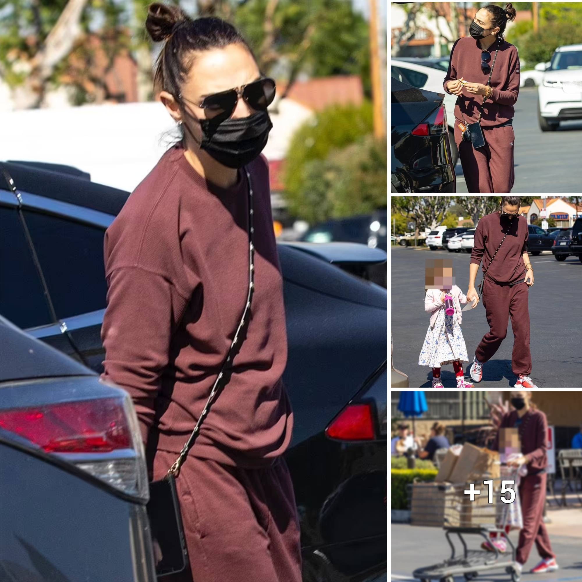 Gal Gadot flaunts her stunning figure in a chic burgundy tracksuit only months after giving birth to her adorable daughter Daniella