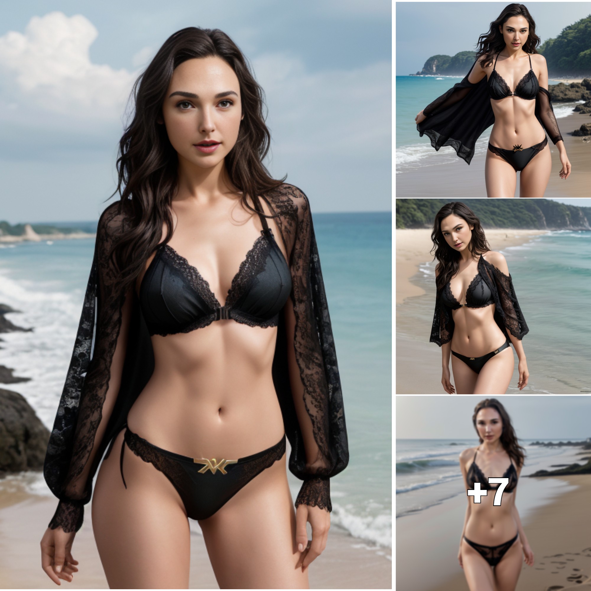 Gal Gadot’s Enchanting Beach Look Stylish Black Bikini Elegance ‎