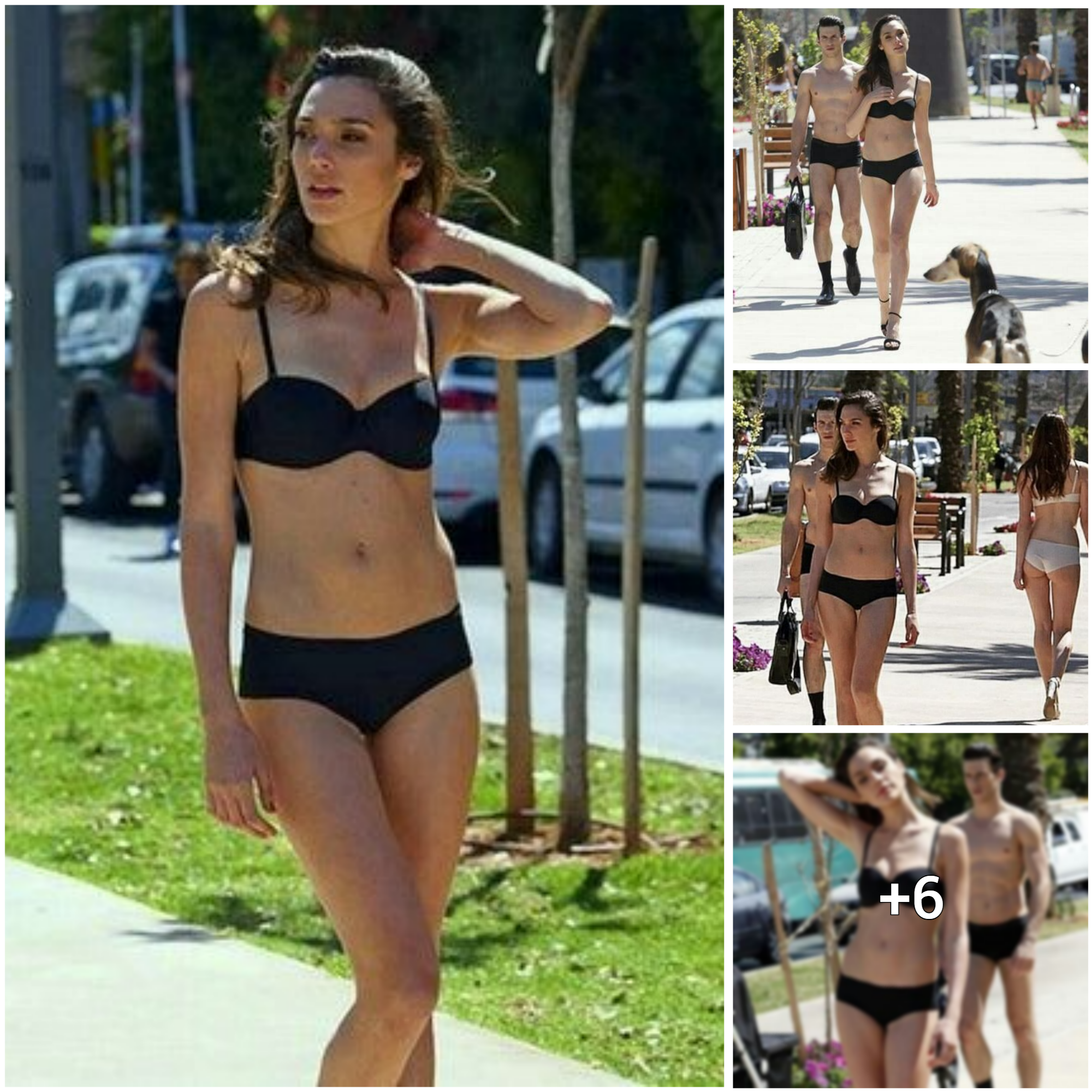 Gal Gadot’s street attire featured a black bikini.