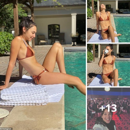 Gal Gadot flaunts toned abs in makeup-free bikini photos