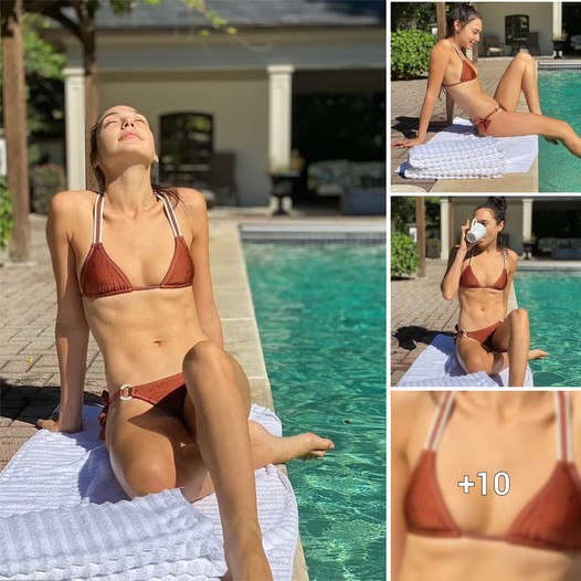 Captivating photos of Gal Gadot flaunting her sculpted abs by the pool, over a year post childbirth