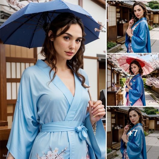 Gal Gadot Shines with Timeless Charm in Majestic Kimono Amidst a Sea of Blooming Sakura