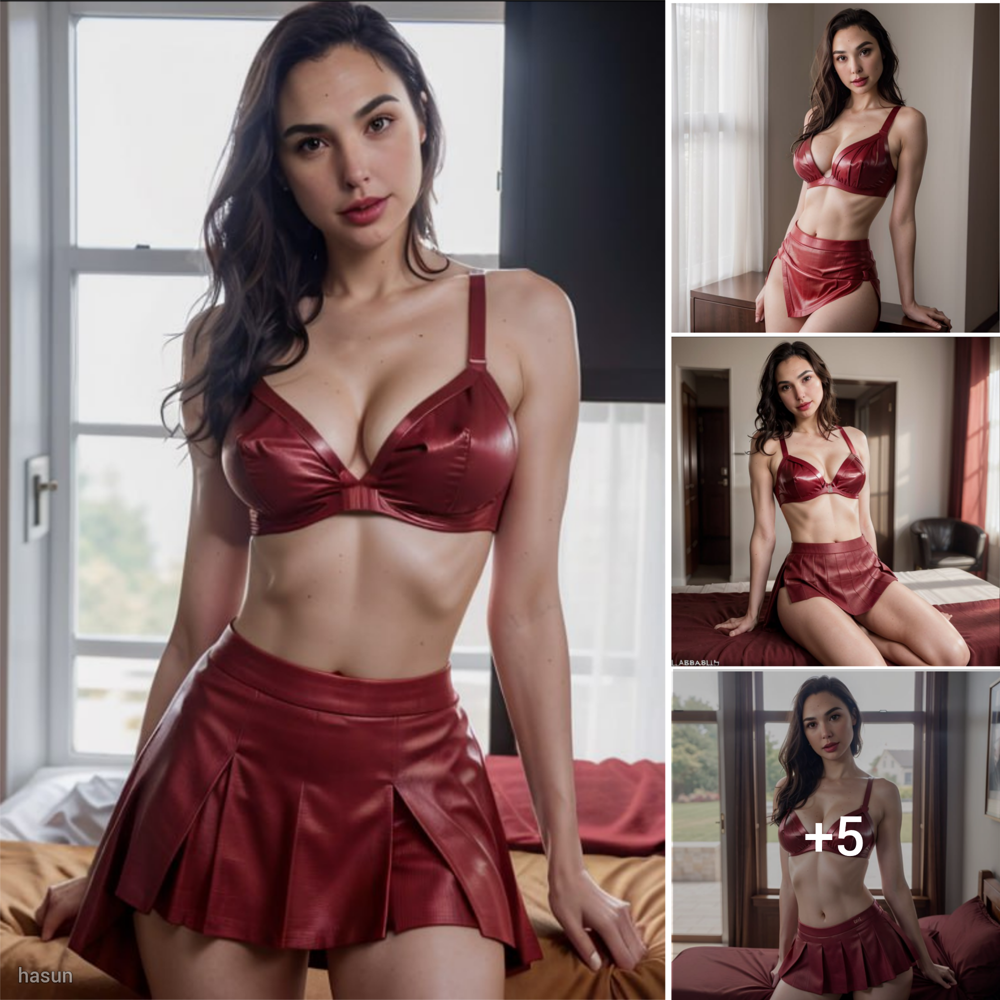 Gal Gadot Stuns in Vibrant Red Pajamas, Radiating Elegance and Natural Beauty