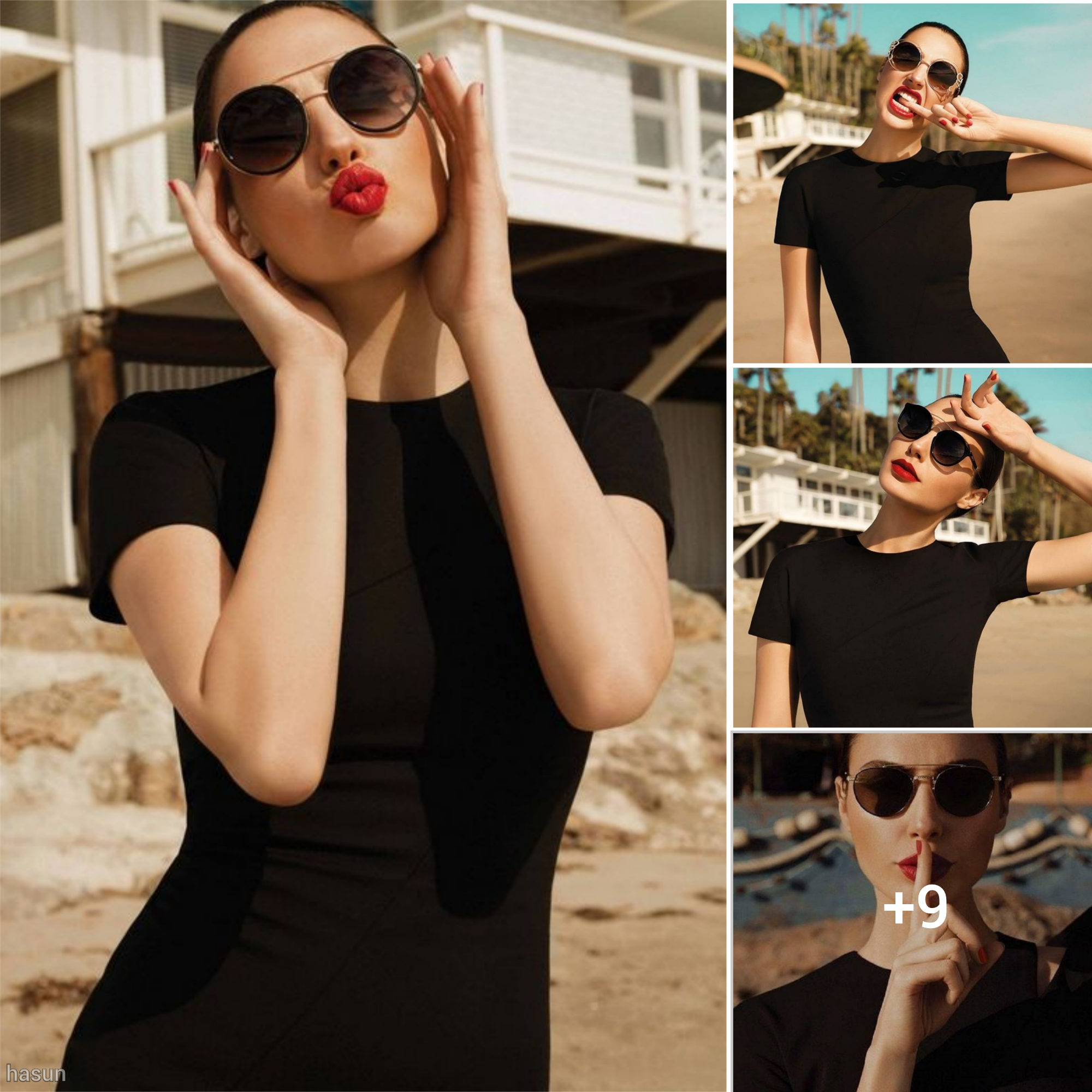 Gal Gadot: Effortless Elegance with Sunglasses and Red Lips