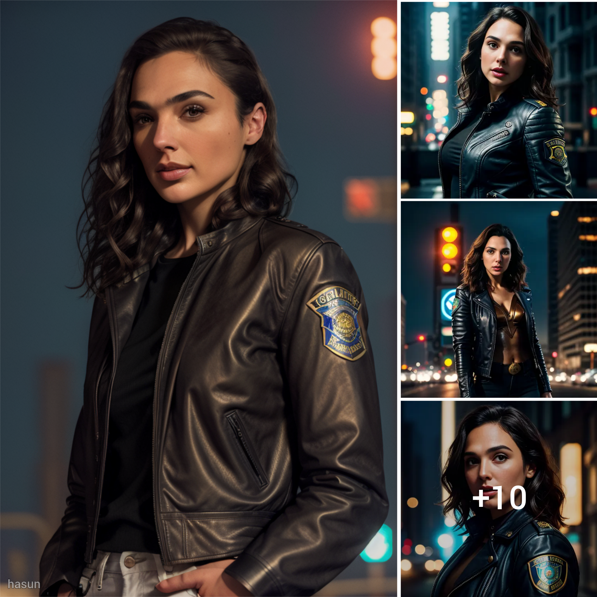 Iconic Edge: Gal Gadot Radiates Timeless Beauty as a Stylish Female Model in Leather and Black Jeans