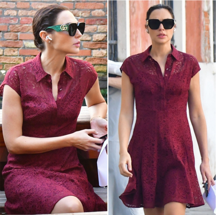 Gal Gadot Radiates Elegance in a Burgundy Lace Dress