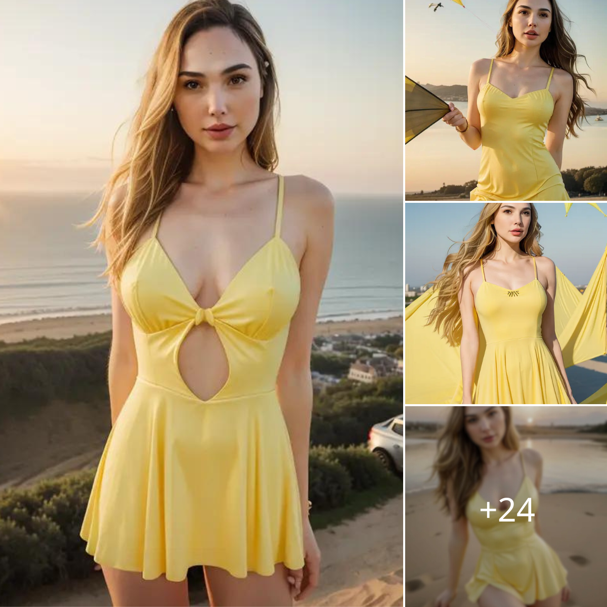 “Gal Gadot Radiates Elegance in a Yellow Dress at a Sunny Kite-Flying Beach” ‎